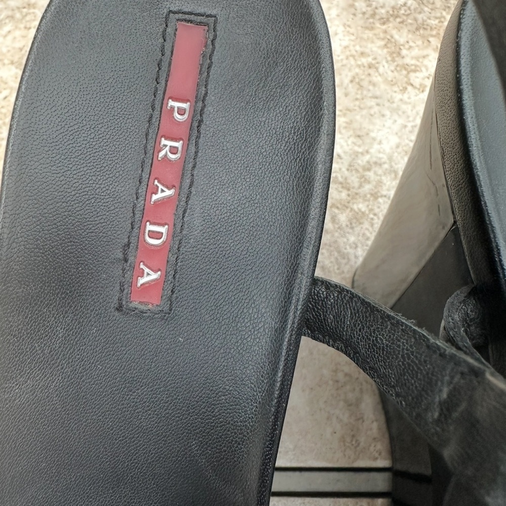 Prada  Black Woman's Lacquere Platform Wedges Italy Shoes Sandals Size 36,5 - Picture 3 of 15